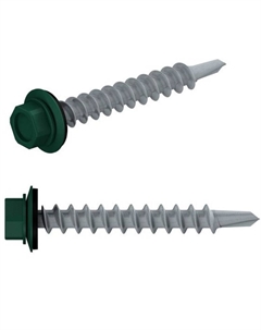 Саморез кровельный SM-31051-5000, 5.5х19 мм цинк, шайба с прокладкой, PT3, RAL 6005 (5000 шт в коробе) Starfix