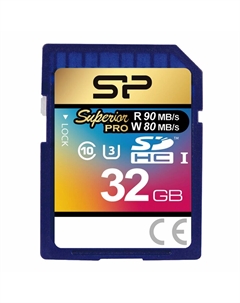 Карта памяти 32Gb SDHC Superior Pro Class 10 UHS-I U3 V10 (SP032GBSDHCU3V10) Silicon power