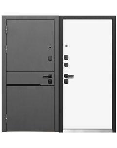 Дверь входная Luxor левая графит серый муар - белый под покраску 960х2050 мм Ferroni