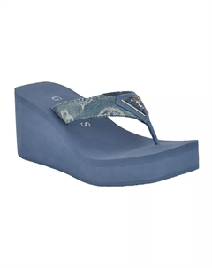 Женские босоножки-платформы Demmey Logo Thong с квадратным носком, синий Guess