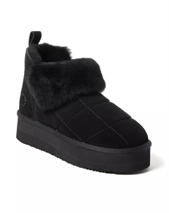 Fireside by Women's Bayswater — утепленные стеганые ботильоны на платформе из натуральной овчины, черный Dearfoams