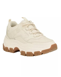 Женские платформенные кроссовки Bisun на шнуровке с рифленой резиновой подошвой, белый Guess