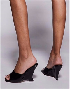 Мюли Tansi на высоком каблуке и танкетке черного цвета Asos design