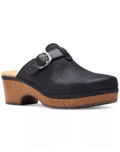 Женские платформенные клоги Paizlee Nora с пряжкой и без задника, черный Clarks