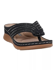 Женские плоские сандалии Amari Flower на тонкой подошве, черный Gc shoes