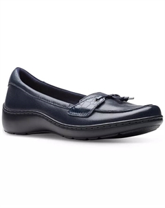 Женские лоферы Cora Haley с комбинированной текстурой и шнуровкой наверху, синий Clarks