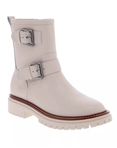 Женские мото-ботинки Florence на литой подошве с ремешками, из водостойкой кожи, белый Mia