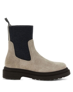 Замшевые ботинки с трикотажными вставками, нейтральный Brunello cucinelli