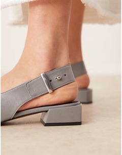 Туфли-слингбэк из высококачественной кожи Ledge серого цвета Asos design