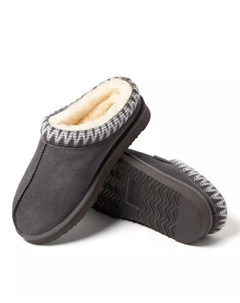 Домашние тапочки-клоги Fireside by Women's Greta из натуральной овчины с отделкой тесьмой, серый Dearfoams