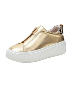 GOLDE | Слипоны на платформе из кожи или замши, золотой Linea paolo