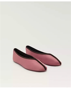Женские балетки из сатина с контрастной окантовкой, розовый Mango
