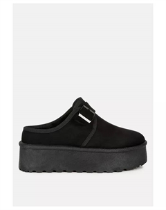 Майфилд Классические Слипоны на Платформе с Меховой Отделкой и Ремешком на Пряжке, черный London rag