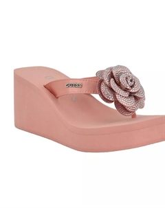 Женские сандалии на платформе Damani Rhinestone Flower EVA, черный Guess