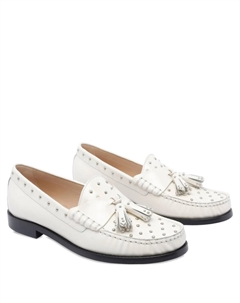 Мокасины с кисточками и заклепками, белый Stuart weitzman