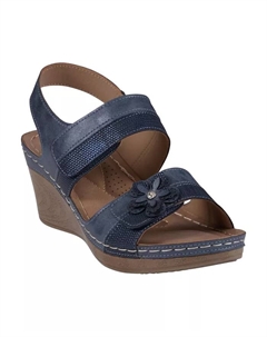 Женские сандалии-танкетки Tulip Stay-Put с двойной перемычкой и цветочным декором, синий Gc shoes