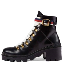 Ботинки (WMNS) Sylvie Series Webbing Leather Ankle Boots Black 481156-DKS30-1159 Gucci