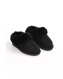 Женские тапочки из овчины, черные замшевые, черный Furniq uk