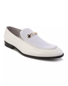 Бархатные и лакированные слипоны-лоферы для платья, белый Gino vitale