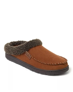 Мужские домашние тапочки-клоги с мысом-мокасином из микрозамши, коричневый Dearfoams