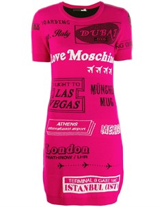Love moschino платье мини вязки интарсия 42 розовый Love moschino