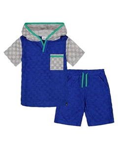 Детский комплект с капюшоном и шортами из махры с принтом - для малышей и детей постарше, мультиколор Deux par deux