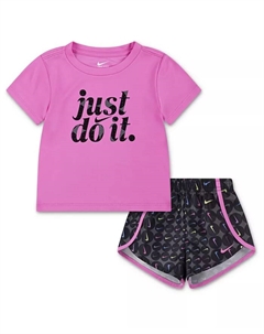Детский комплект для девочек: футболка с логотипом Just Do It и шорты, 2 предмета, черный Nike