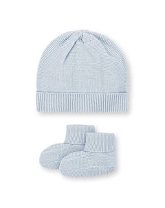 Унисекс органический комплект из шапочки и пинеток (2 предмета) - Baby, синий Hope & henry