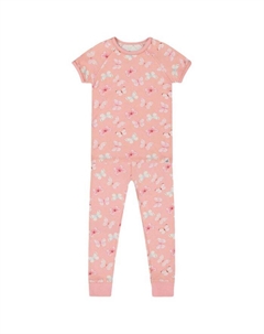 Детский комплект пижамы из органического хлопка с коротким рукавом и штанами для девочек - Little Kid, розовый Deux par deux