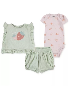 Комплект для девочек: боди, топ и шорты, 3 предмета, розовый Huggies