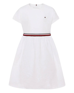 Платье с юбкой в клетку и короткими рукавами, белый Tommy hilfiger junior