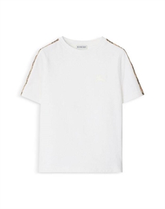 Футболка с клетчатой отделкой Cedar для девочек — малышки, подростки, белый Burberry