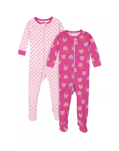 Детская пижама с ножками, 2 шт., уютная, хлопковая, Love, 0-3 месяца, розовый Gerber