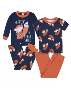 Детский пижамный комплект из хлопка для мальчиков, 4 предмета, оранжевый Gerber