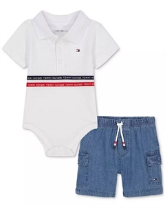 Боди и джинсовые шорты-карго для мальчиков, комплект из 2 предметов, мультиколор Tommy hilfiger
