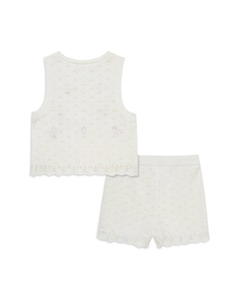 Детский комплект для девочек "Cherry" – туника и шорты в рубчик, слоновая кость/кремовый Little me