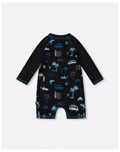Детский лонгслив-рашгард с принтом Boy, светло-голубой Beach On Black - для малышей/детей, черный Deux par deux