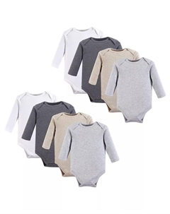 Хлопковые боди с длинным рукавом 8 шт., цвет серый меланж, размер 18-24 месяца, мультиколор Hudson baby