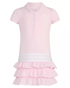 Платье-поло с коротким рукавом и рюшами для девочек и малышек, розовый Adidas