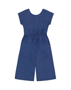 Детский комбинезон из шамбре для девочек, синий Deux par deux