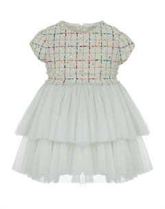 Твидовое платье с пайетками, нейтральный Lapin house