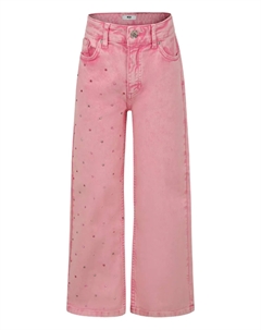 Расклешенные джинсы с кристаллами, розовый Msgm kids