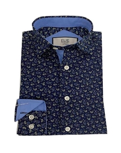 Голубая рубашка с коротким рукавом Big Boys в синем цвете с узором пейсли, приталенного кроя, синий Elie balleh