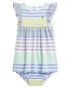 Платье-рубашка для девочек с рюшами и полосками, мультиколор Polo ralph lauren