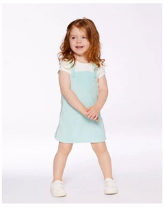 Платье из махровой ткани для девочек Turquoise And Off-White, зеленый Deux par deux