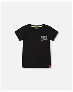 Футболка для мальчиков с принтом из органического хлопка, черная и разноцветная Dino - Toddler|Child, черный Deux par deux