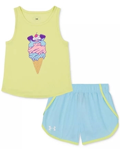 Детский комплект для девочек: топ и шорты, 2 предмета, желтый Under armour