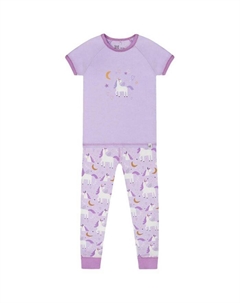Детский комплект пижамы с коротким рукавом и штанами из органического хлопка для девочек - Baby, фиолетовый Deux par deux