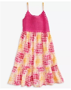 Платье для девочек с кружевной вязкой и эффектом тай-дай, оранжевый Epic threads