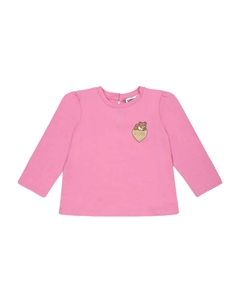Футболка с длинными рукавами, украшенная сердечками, розовый Moschino kids